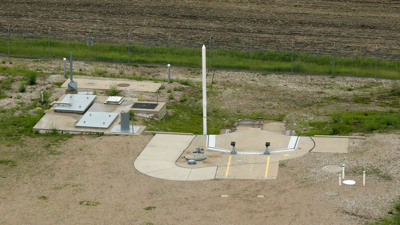 This photo taken June 24, 2014 shows an ICBM launch site is located among fields in the countryside outside Minot, N.D. Launch control officers working from a remote underground facility control Minuteman 3 missiles carrying nuclear warheads housed in the launch sites as part of the US nuclear defense strategy. (AP Photo/Charlie Riedel)